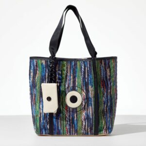 Rainbow Lady Tote bag από δερματίνη σε στυλ κουρελού και σχέδιο μάτι